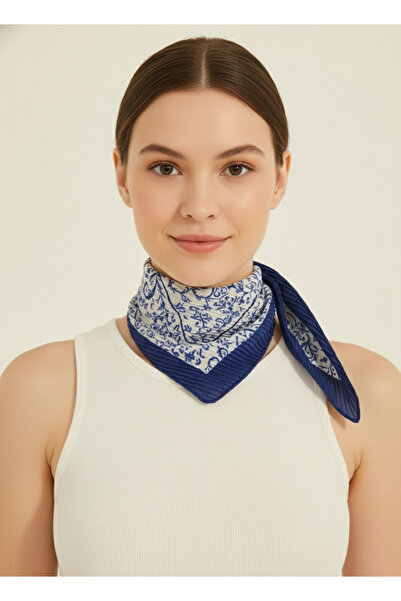 nehir eşarp Çini Desen Pliseli Fular Bandana