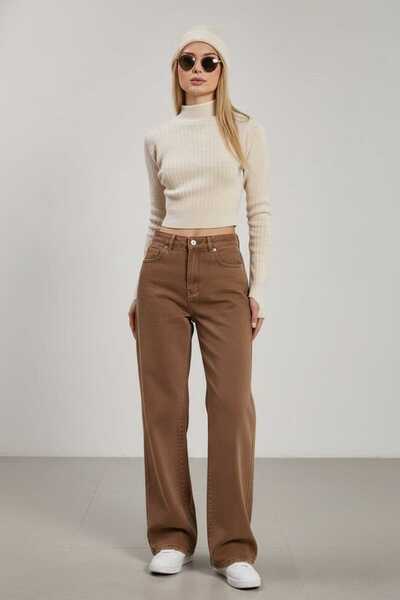 DRC trend My End Game - Дамски кафяви дънкови палацо панталони от 90-те годин...