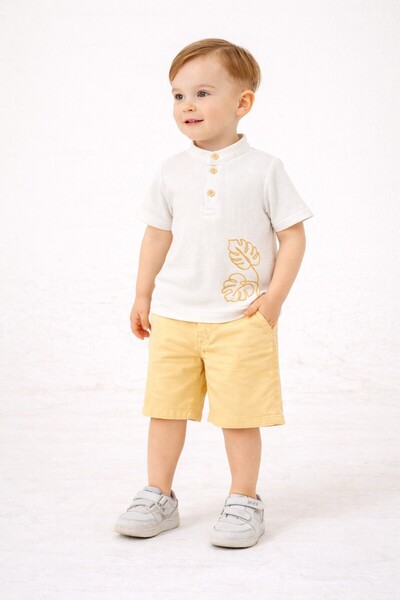 Chicsy Baby Style Shirt Leaf Pattern Adjustable Waist with Short Sleeve Short...