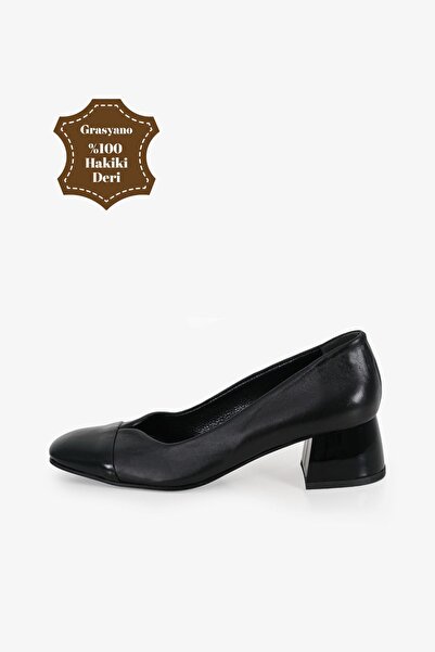 Grasyano Piele naturală Piele lacuită cu vârf negru 1. Pantofi confortabili c...