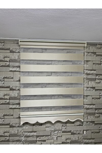 PERDECİNİZ Dalga Desenli Zebra Perde Bej Renk (etekli) ENXBOY