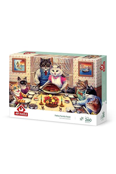 Art Puzzle Kedi Ailesi Ziyafette 260 Parça Puzzle