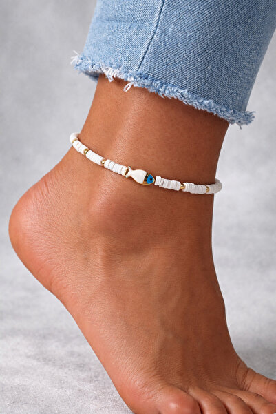 HERCY خلخال فيمو أبيض مع سمكة صغيرة