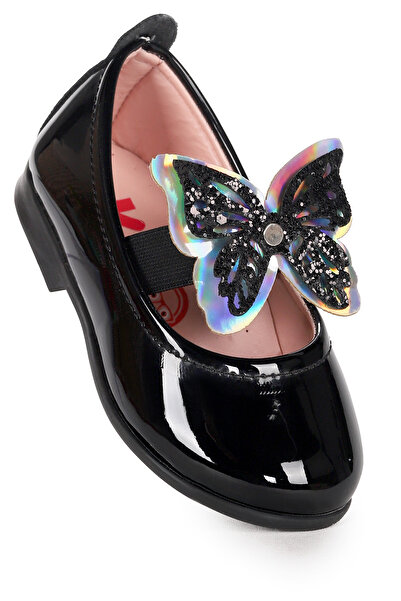 Kiko Kids حذاء راقصة الباليه للفتيات الصغيرات من الجلد اللامع على شكل فراشة م...
