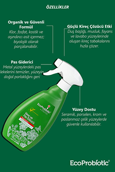 EcoProbiotic Kireç ve Pas Sökücü Sprey 500 ml | Organik, Doğal Temizlik