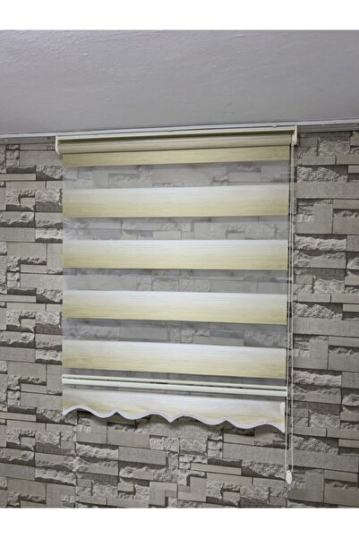 PERDECİNİZ Krem Renk Kırık Plise Zebra Perde (etekli) EN X BOY