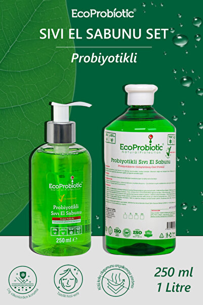 EcoProbiotic Prebiyotikli Sıvı El Sabunu Seti (250 ml + 1 L) | Temiz İçerik, Çocuk Dostu