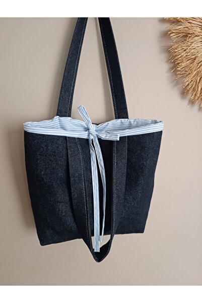 ÖZLEM HANDMADE Dark Blue Denim Shoulder Bag