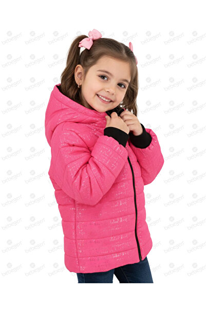 bebegen Palton pentru fetiță, fucsia, cu sclipici, strălucitor, cu interior d...