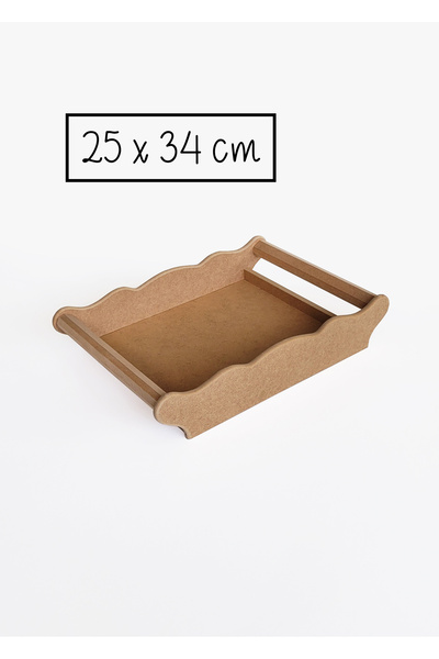 Ahşap Ham Mdf, Boyanabilir Dikdörtgen Gondol Tepsi, 34x25 Cm