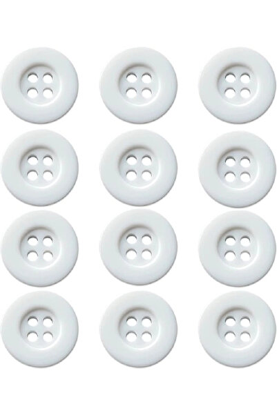 BİGÜMEX زر أبيض ذو 4 فتحات - 28 حجمًا - 50 قطعة