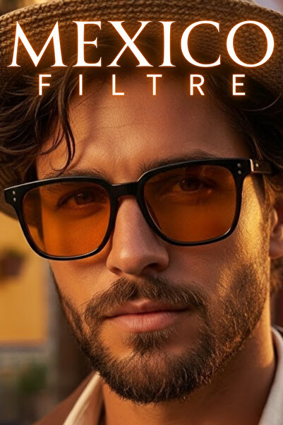 Kinary Mexico Filtre 2028 UV400 Turuncu Şeffaf Cam Unisex Güneş Gözlüğü