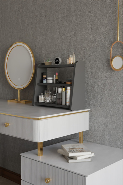 alpaevmobilya رف منظم للمكياج مكون من 3 طبقات - حامل لتنظيم مستحضرات التجميل ...