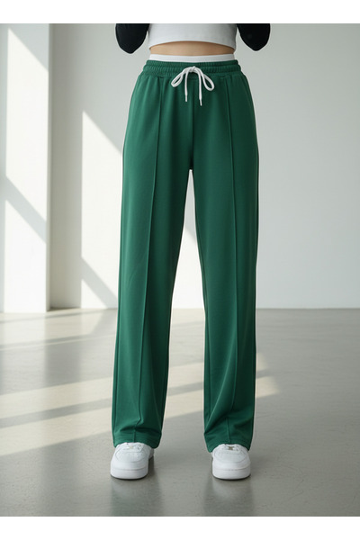 Miyalon Pantaloni de sport pentru femei, largi, cu talie elastică, cu două fi...