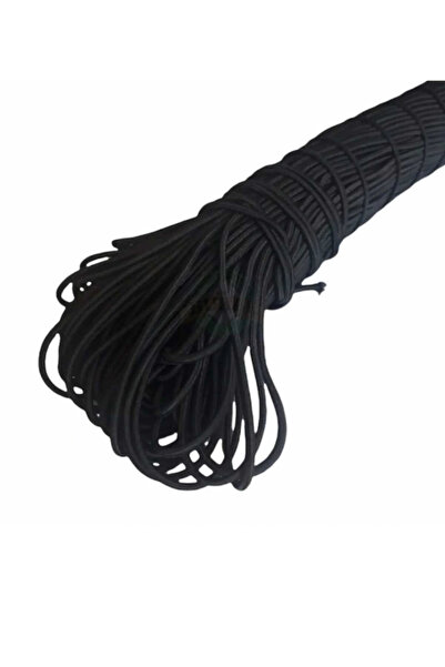 BİGÜMEX Siyah Ince Fitil Lastik Bel Paça Don Lastiği Şapka Lastiği ( 100 Mt )