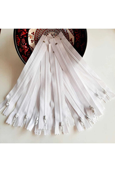 canan dizayn Plastik Fermuar 18 Cm Beyaz ( 5 Adet )