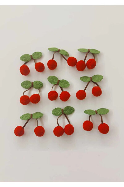 BİGÜMEX Kırmızı Ponpon Kiraz Çorap Saç Bandı Paket Dekorasyom Süsleme -6 ADET