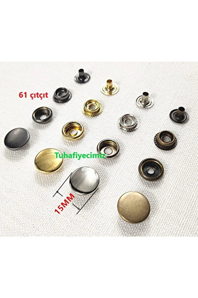 BGM TEKS 15mm Paslanmaz Çıtçıt (50 TAKIM) (KALIPSIZDIR - GÜMÜŞ RENK)