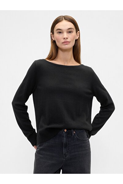 GAP Kadın Siyah Relaxed Knit Sweatshirt