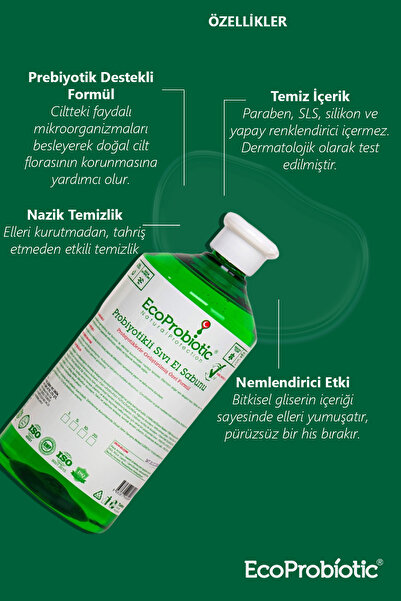 EcoProbiotic Sıvı El Sabunu 1 L | Probiyotikli, Temiz İçerik, Çocuk Dostu