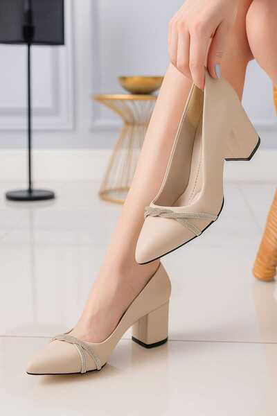 macella تصميم مثير للنظر! أحذية حجرية بيج أنيقة لحفلات الزفاف والدعوات والمنا...