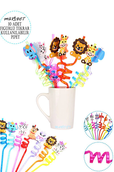 Maridet 10 قطع من شفاطات الأطفال Emojis اللطيفة لحفلات الكوكتيل، شفاطات مجعدة...