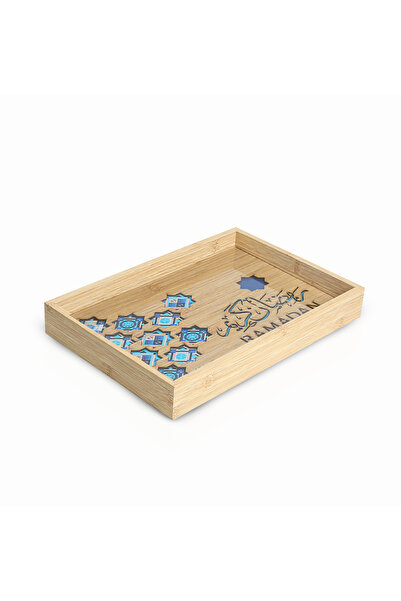 Generic Elegant wooden tray set with a sturdy glass base, consisting of two p...