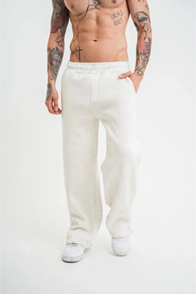 özssa Slit Detailed Pipe Leg Baggy Sweatpants - White