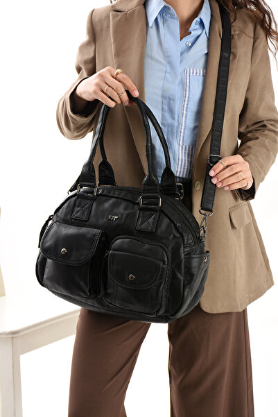 571 Collections Çanta Штучна шкіра Сумка через плече Чорна (Модель: 571-13-10N)