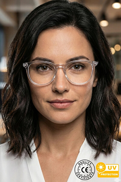 Kinary Mavi Işık Koruyucu Şeffaf Çerçeve Yaylı Menteşeli Gözlük 1017