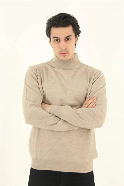 targa lina    Men's Half Turtleneck Sweater - Beige