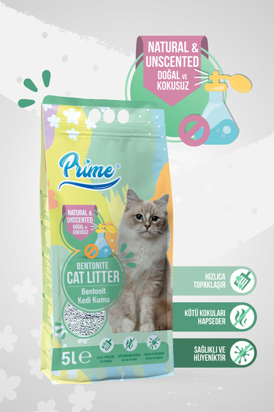 Prime İnce 5 Lt Kokusuz Bentonit Kedi Kumu