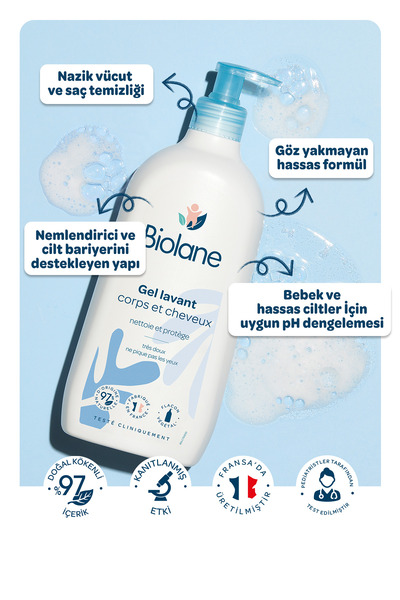 Biolane %97 Doğal İçerikli Sabunsuz Yenidoğan Saç ve Vücut Bebek ve Çocuk Şam...