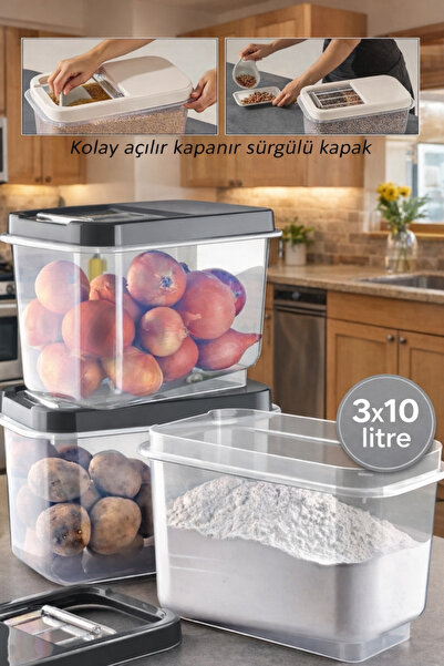 Nesto Home حاوية تخزين للأغذية والبقوليات سعة 10 لتر متعددة الأغراض مكونة من ...