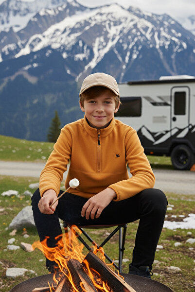 Lela Soft Textured Zippered Stand Collar Winter Fleece Unisex Children's Flee...