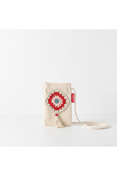 Baghashtag Red Pattern Hand Embroidered Canvas Phone Bag