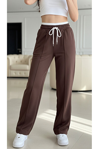 Miyalon Γυναικείο φαρδύ παντελόνι με ελαστική μέση με δύο κλωστές από χτενισμ...