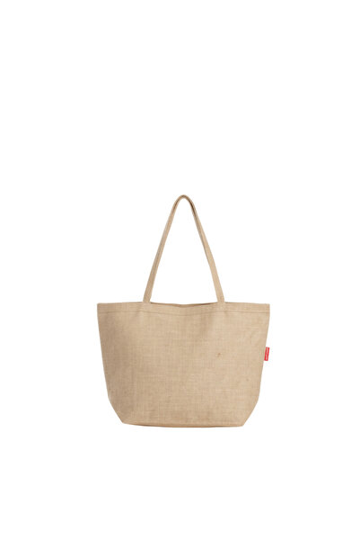 Baghashtag Silvery Jute Beach Bag with Zipper