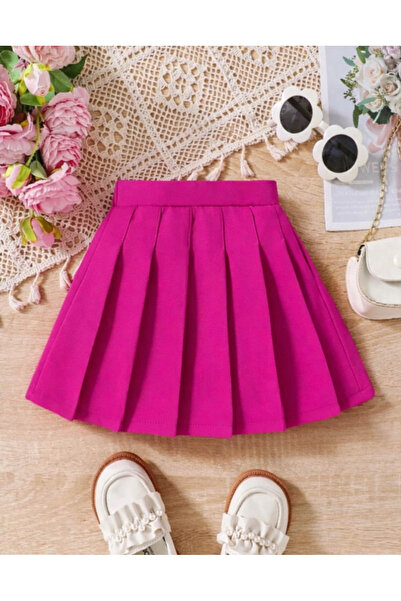 CARABO MODA Fusta mini evazată pentru fetiță, cu talie elastică și pliată în ...