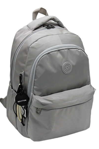 Bevitton Сива водоустойчива ежедневна раница Унисекс ученическа раница Ученич...