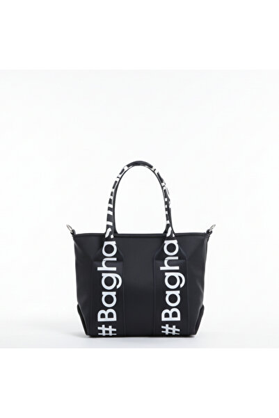 Baghashtag Mini geantă tote impermeabilă albastru bleumarin cu mâner scris