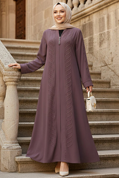 N.S NEVA STYLE Hijab cu broderie cu margele Dusty Rose Ferace 29122GK