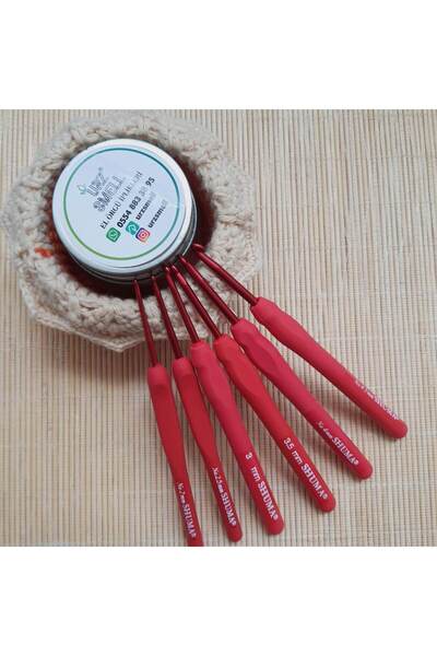 shuma إبرة كروشيه سيليكون بمقبض ناعم أحمر اللون قطعة واحدة 5.5 ملم