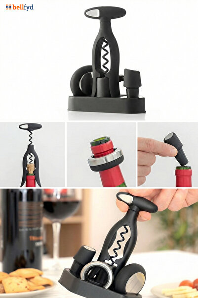 InnovaGoods Wine Opener Set with Accessories - Stopper, Corkscrew, Drip Ring,...