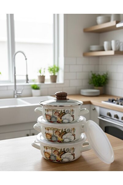 EmayeBurada طقم أواني طهي مينا 9 قطع