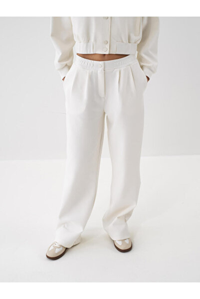 Xint Kadın Ekru Pamuklu Düz Sweatpant