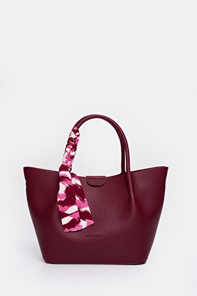 MORCA حقيبة يد نسائية بحزام طويل باللون الأحمر الداكن