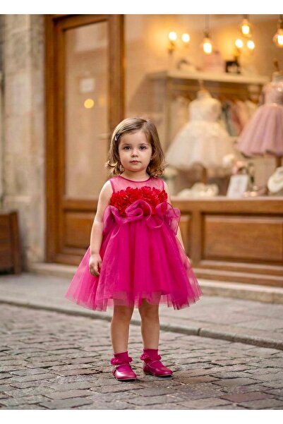 miaras baby Kız Çocuk Abiye Çiçekli Elbise 2-6 Yaş