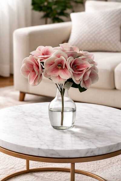 MAKİ DEKOR YAPAY MANOLYA DEMETİ ISLAK DOKULU 7 Lİ 40 CM BOYUNDA DEKORATİF VAZ...