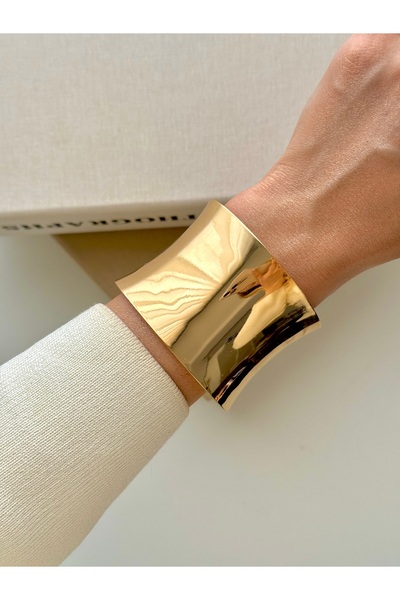 YOUES JEWELRY Kalın Kelepçe Bilezik Ayarlanabilir Gold Kadın Erkek Unisex